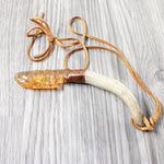 Deer Antler Handle Glass Blade Knife Necklace  #5052 Mountain Man Necklace z
