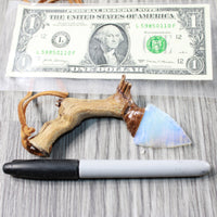 Grapevine Wood Handle Opalite Blade Knife Necklace  #6152 Mountain Man Necklace