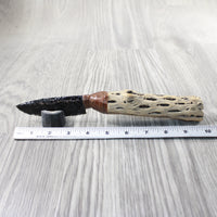 Cholla Cactus  Wood Handle Obsidian Blade Ornamental Knife #3452 Mountain Man Knife
