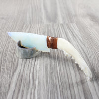 Fox Jaw Handle Opalite Blade Ornamental Knife #1452 Mountain Man Knife
