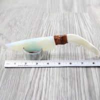 Fox Jaw Handle Opalite Blade Ornamental Knife #1452 Mountain Man Knife