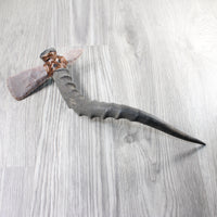 Impala Horn Handle Stone Head Ornamental Tomahawk #4452 Mountain Man Knife Axe Hatchet