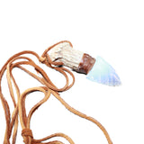 Antler Crown Handle  Opalite Blade Knife Necklace  #5561  Mountain Man Necklace