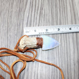Antler Crown Handle  Opalite Blade Knife Necklace  #5561  Mountain Man Necklace