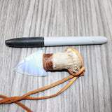 Antler Crown Handle  Opalite Blade Knife Necklace  #5561  Mountain Man Necklace