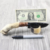 Coyote Foot Handle Obsidian Blade Ornamental Knife #1452 Mountain Man Knife