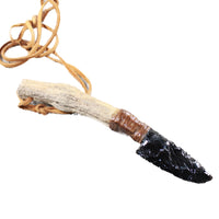 Grapevine Wood Handle Obsidian Blade Knife Necklace  #5552 Mountain Man Necklace