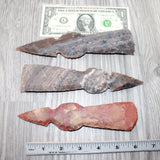 3 Stone Ornamental Tomahawk Heads #0761    Agate Jasper Ax Axe Hatchet