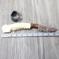 Deer Jaw Handle Stone Blade Ornamental Knife #1652 Mountain Man Knife