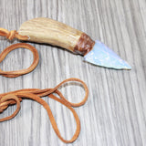 Antler Handle Opalite Blade Knife Necklace  #6761  Mountain Man Necklace