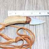 Antler Handle Opalite Blade Knife Necklace  #6761  Mountain Man Necklace