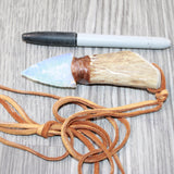 Antler Handle Opalite Blade Knife Necklace  #6761  Mountain Man Necklace