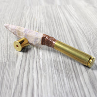 50  Cal Shell Casing Handle Stone Blade Ornamental Knife #3652 Mountain Man Knife