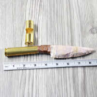 50  Cal Shell Casing Handle Stone Blade Ornamental Knife #3652 Mountain Man Knife