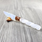 Selenite Spiral Handle Opalite Blade Ornamental Knife #3452 Mountain Man Knife