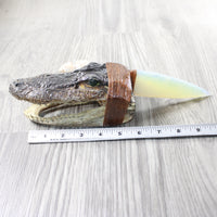 Alligator Head Handle Opalite Blade Ornamental Knife #7153 Mountain Man Knife