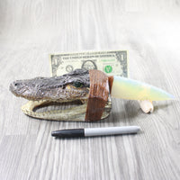 Alligator Head Handle Opalite Blade Ornamental Knife #7153 Mountain Man Knife