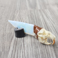 Muskrat Skull Handle Opalite Blade Ornamental Knife #3153 Mountain Man Knife