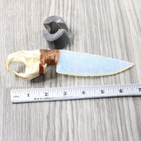 Muskrat Skull Handle Opalite Blade Ornamental Knife #3153 Mountain Man Knife