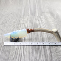Deer Antler Handle Opalite Blade Ornamental Knife #2153 Mountain Man Knife