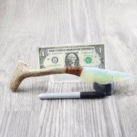 Deer Antler Handle Opalite Blade Ornamental Knife #2153 Mountain Man Knife