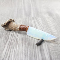 Elk Antler Crown Handle Opalite Blade Ornamental Knife #2153 Mountain Man Knife
