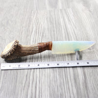 Elk Antler Crown Handle Opalite Blade Ornamental Knife #2153 Mountain Man Knife
