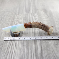 Deer Antler Crown Handle Opalite Blade Ornamental Knife #8153 Mountain Man Knife