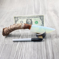 Deer Antler Crown Handle Opalite Blade Ornamental Knife #8153 Mountain Man Knife
