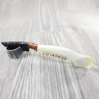 Deer Jaw Handle Obsidian Blade Ornamental Knife #8153 Mountain Man Knife