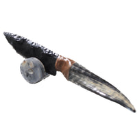 Goat Horn Handle Obsidian Blade Ornamental Knife #9253 Mountain Man Knife
