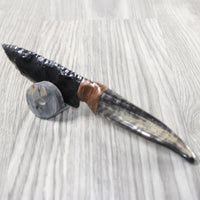 Goat Horn Handle Obsidian Blade Ornamental Knife #9253 Mountain Man Knife