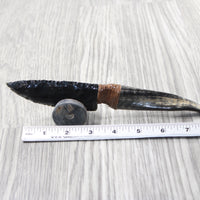 Goat Horn Handle Obsidian Blade Ornamental Knife #9253 Mountain Man Knife