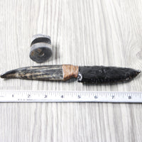 Goat Horn Handle Obsidian Blade Ornamental Knife #9253 Mountain Man Knife