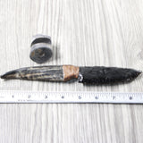 Goat Horn Handle Obsidian Blade Ornamental Knife #9253 Mountain Man Knife