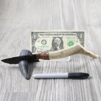 Reindeer Antler Handle Obsidian Blade Ornamental Knife #9453 Mountain Man Knife