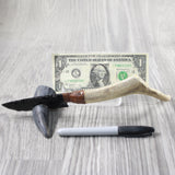 Reindeer Antler Handle Obsidian Blade Ornamental Knife #9453 Mountain Man Knife