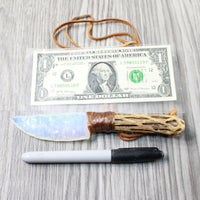 Cholla Cactus Wood  Handle Opalite Blade Knife Necklace  #5453 Mountain Man Necklace