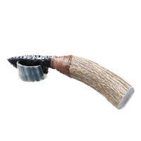 Elk Antler Handle Obsidian Blade Ornamental Knife #83153 Mountain Man Knife