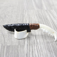 Fox Jaw Handle Obsidian Blade Ornamental Knife #1553 Mountain Man Knife