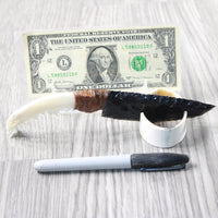 Fox Jaw Handle Obsidian Blade Ornamental Knife #1553 Mountain Man Knife