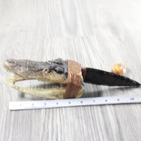 Alligator Head Handle Obsidian Blade Ornamental Knife #7553 Mountain Man Knife