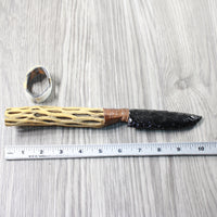 Cholla Cactus Wood Handle Obsidian Blade Ornamental Knife #0553 Mountain Man Knife