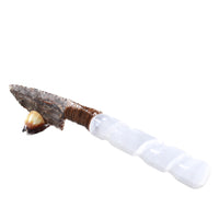 Selenite Spiral Handle Stone Blade Ornamental Knife #0553 Mountain Man Knife