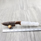 Selenite Spiral Handle Stone Blade Ornamental Knife #0553 Mountain Man Knife