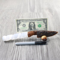 Selenite Spiral Handle Stone Blade Ornamental Knife #0553 Mountain Man Knife