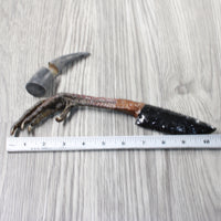 Turkey Foot Handle Obsidian Blade Ornamental Knife #9553 Mountain Man Knife