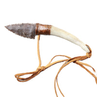 Antler Handle Stone Blade Knife Necklace  #5753 Mountain Man Necklace