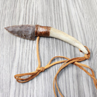 Antler Handle Stone Blade Knife Necklace  #5753 Mountain Man Necklace