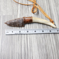 Antler Handle Stone Blade Knife Necklace  #5753 Mountain Man Necklace